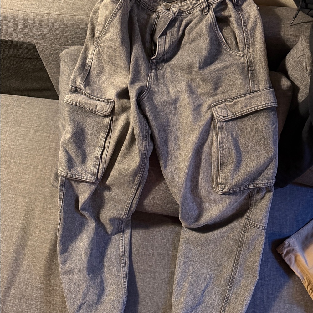 Denim&Co Men's Washed Gray Cargo Pants